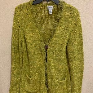 Chico’s fringed green sweater